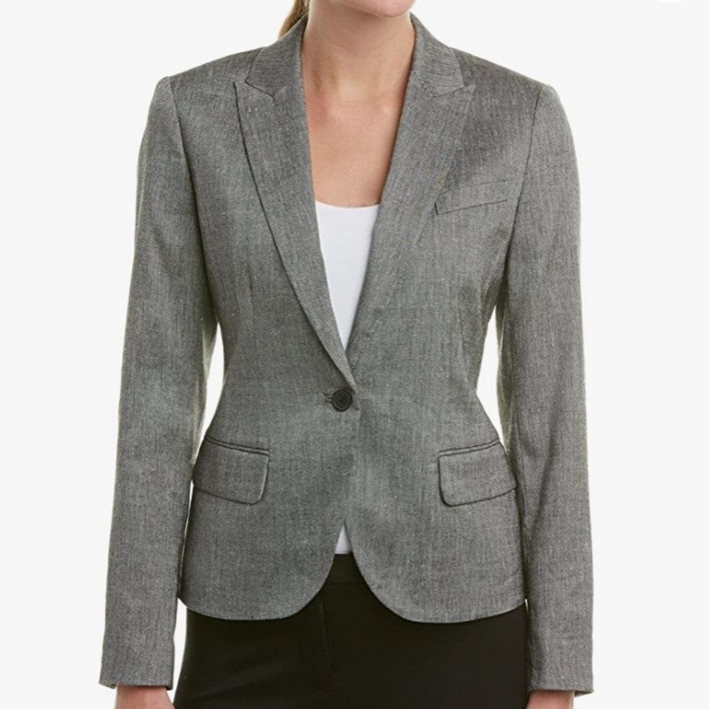 ANNE KLEIN Howard Hawks Peak Lapel Blazer 4 Gray